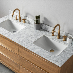 Meuble-lavabo double vasque <span class=keywords><strong>Homedee</strong></span> 60 pouces en placage de frêne et bois massif 2023 - Product Image 3