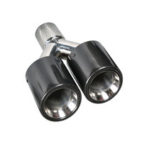 Embout d'échappement en fibre de carbone mat bouclé à double sortie personnalisé avec embouts de silencieux à bouche en corne Chrome SUS304 Embouts de tuyau d'échappement