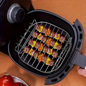 1 ensemble de grille de cuisson en acier inoxydable pour friteuse à air, avec 4 pics à viande, accessoires de cuisine - Product Image 2