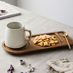 Custom Logo Ceramic Mug Wooden Coaster Office Coffee Mug Beverage Cup Milk Cup Household Couple Cup Office <b>Gifts</b> - Product Image 2