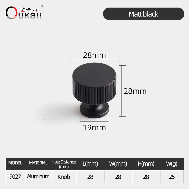 9027-bouton noir mat