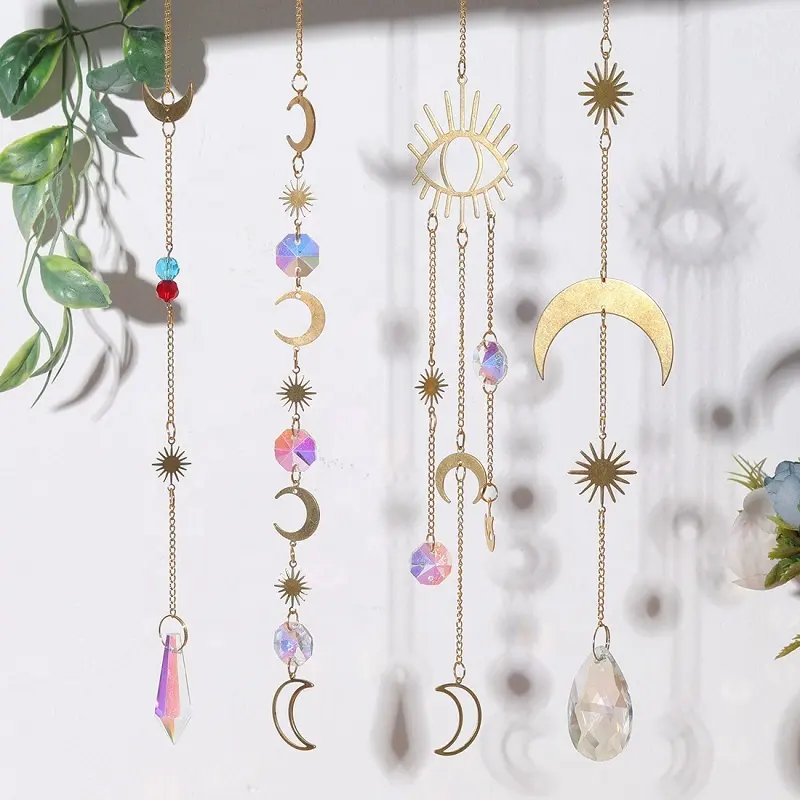 Sun Catcher Hanging Shiny Rainbow Crystal Prism Ball Decor e Suncatchers Moon