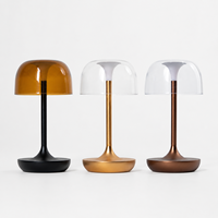 Lampe de table LED sans fil portable moderne avec abat-jour en verre ambré transparent pour hôtel, restaurant, café, lampe de table OEM