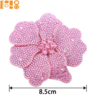 Appliques à coudre en cristal double couche de 8,5 cm avec strass pour vêtements de carnaval, décoration de robes de bal et de corsages