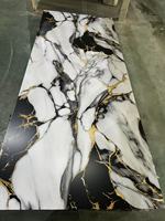 Panel de Pared de PVC con Acabado Brillante, Recubrimiento UV, Resistente al Agua, Ecológico, con Diseño Floral, Resistente a los Arañazos, 3mm de Grosor, Estilo Moderno, Imitación Mármol