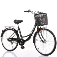 Vélo de ville à cadre en acier carbone à une vitesse, 26 pouces, vélo urbain pas cher pour femmes