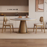 Ensemble table et chaises de salle à manger rondes modernes avec plateau en ardoise et plateau central rotatif pour petites salles à manger domestiques
