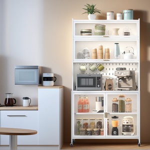 Armoire de rangement de cuisine autoportante avec portes, en métal, pour la vaisselle, idéale pour les maisons et appartements modernes - Product Image 5