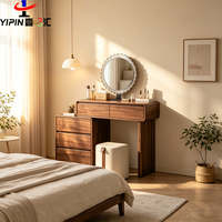 Coiffeuse en bois massif compacte pour chambre à coucher, moderne et minimaliste, avec tiroirs intégrés, bureau de maquillage extensible multifonctionnel