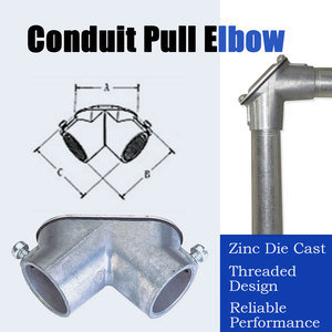 Raccord coudé en zinc moulé sous pression certifié 90 degrés pour conduit électrique métallique EMT avec couvercle et joint - Product Image 3
