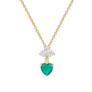 Vintage Green Red Heart Crystal Pendant Necklace for Women Classic Stainless Steel <b>Chain</b> Party Daily Accessories Jewelry Gifts - Product Image 5
