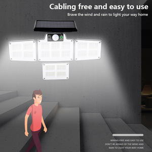 Lamparas solares tiết kiệm năng lượng 4 đầu 228 <span class=keywords><strong>LED</strong></span> năng lượng mặt trời cảm biến chuyển động đèn An ninh ngoài trời cho sân vườn đường phố - Product Image 2