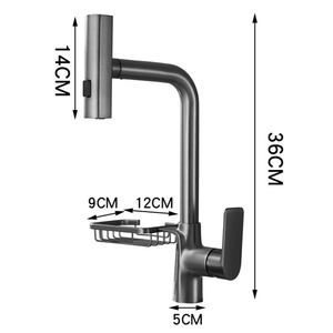 New Single Hole Black Tri-flow Kitchen Mixer Tap With Pull <b>Down</b> Sprayer Swivel Flexible Pull Out Waterfall Kitchen AT9308B-DX Ki - Product Image 6