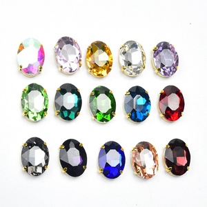 Ovaal Glas Naait Strass Met Gouden Klauwzetting Kristallen Knop Met Gaten Voor Kledingstukken Sieraden Trouwjurk Accessoires - Product Image 2