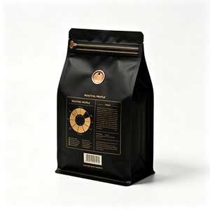 ถุงกาแฟแบบตั้งได้สีดำ พร้อมซิปล็อคและวาล์วทางเดียว แบบพิมพ์ลายตามสั่ง - Product Image 2