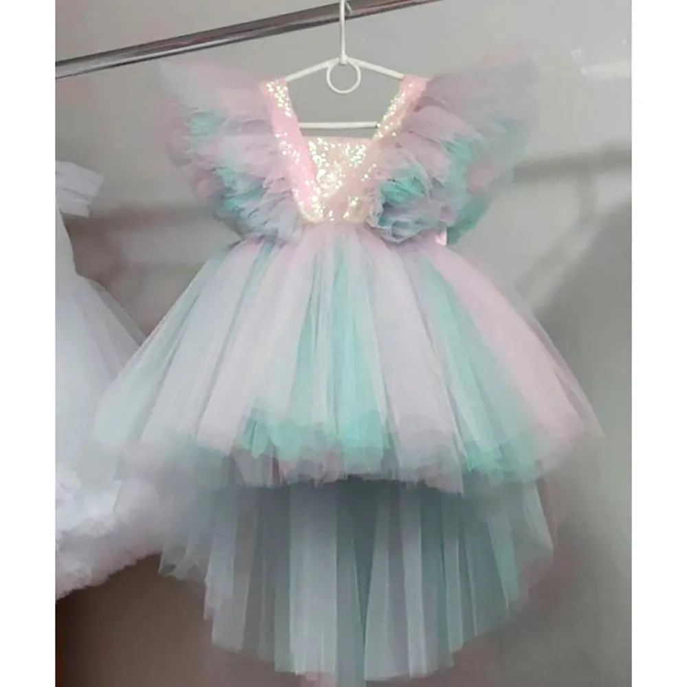 Bloem Tule Bloem Prinses Boetiek Tutu Jurken Voor Kleine Meisjes Kids Party Kids Kerst Paarse Tule Jurk Baby Meisje