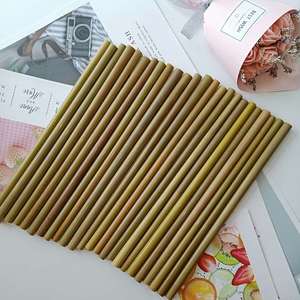 <b>Bamboo</b> Drinking <b>Straws</b> 20cm Inner Diameter 0.4-0.6cm Reusable For Milk Tea Bars Restaurants Wholesale - Product Image 2