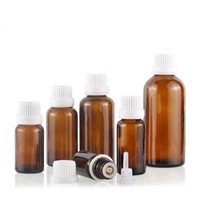 Flacon compte-gouttes Euro en verre ambré vert de 1 oz, 5 ml, 10 ml, 15 ml, 20 ml, 30 ml, 50 ml pour huiles essentielles avec bouchon antivol et compte-gouttes intégré
