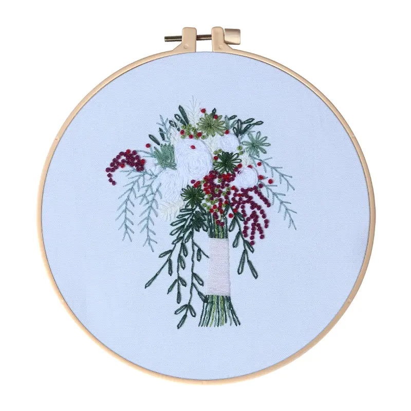 Beginner Embroidery Kit Diy Flowers Plants Pattern Embroidery Set Needlework