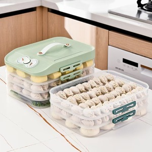 Boîte de rangement de cuisine empilable et réutilisable pour les boulettes et les raviolis, boîte de congélation pour l'organisation du réfrigérateur - Product Image 4