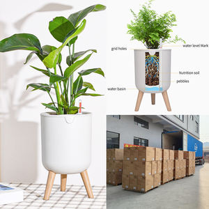 Deepbang – Pots de décoration intérieure pour balcon, arrosage automatique, bonsaï, <span class=keywords><strong>Pot</strong></span> de fleurs avec pied en bois - Product Image 2