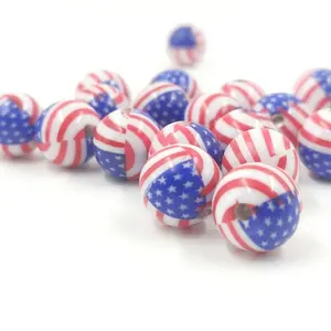 10-20mm New bead manufacturers direct selling acrylic loose beads plastic printed round beads Printing process