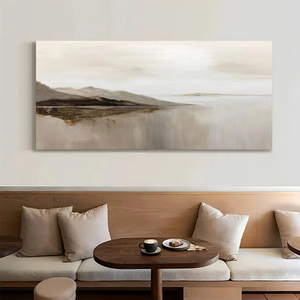 Minimalist Landscape Oil <b>Painting</b> On Canvas Hand Painted Artwork <b>For</b> Indoor Wall Decor Mountain Lake Scene - Product Image 1
