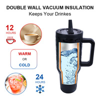Gobelet Isotherme Voiture 32OZ 40OZ 100% Anti-Fuite, Tasse en Acier Inoxydable 304 pour Camping avec Paille, Couvercle et Poignée