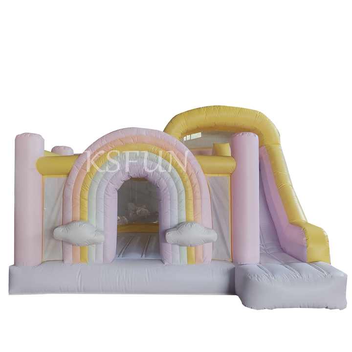 Large Commercial Grade PVC Inflatable Pastel Rainbow Bounce House With ...