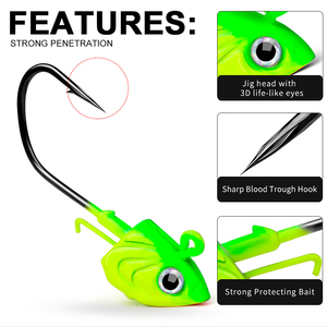 Hameçon de pêche jighead avec tête plombée 30g 35g 45g pour leurres souples et swimbaits, à double œillet - Product Image 6
