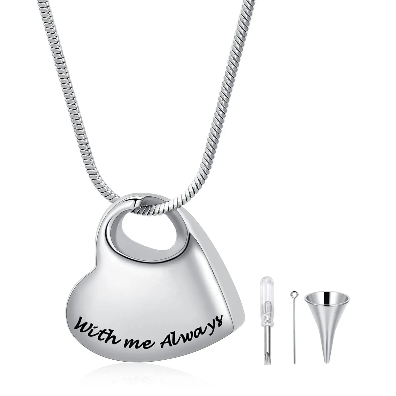 Cremation Urn Necklace for Ashes Jewelry With Me Always Carved Stainless Steel Keepsake Waterproof Memorial Pendant for Adults