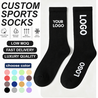 Chaussettes en coton pour hommes, chaussettes de sport décontractées en tricot, avec bordure élastique, logo côtelé personnalisé, chaussettes de marque confortables