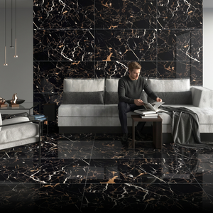 Black Portoro Polished Glazed Porcelain Tiles 600x1200mm Acid Resistant High Gloss Marble Floor Wall - Product Image 6