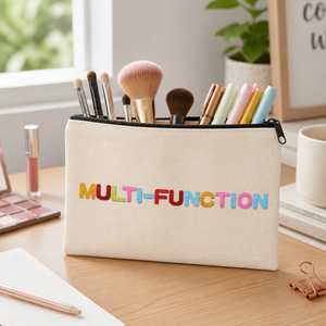 Trousse de Maquillage Portable en Toile Souple avec Fermeture Éclair, Motif Lettres, Poignée Bonbon, Petite Capacité, Tendance - Product Image 4