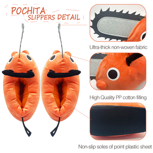 Nouveau Pochita personnalisé en peluche pantoufles confortables maison chaud tronçonneuse homme <span class=keywords><strong>Anime</strong></span> de Pochita Cartoon pantoufles en peluche - Product Image 2