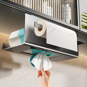 Porte-papier mural Blue Vine gris anthracite blanc laiteux auto-adhésif sans perçage double usage pour mouchoirs et papier toilette - Product Image 1