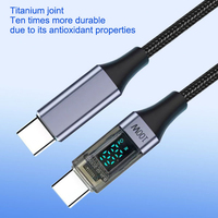 Cable USB-C de 100W 5A con Pantalla Digital, Carga Rápida, Sincronización de Datos, Trenzado, Cobre Puro, para Teléfono, Laptop, Auriculares, Banco de Energía, Uso Universal