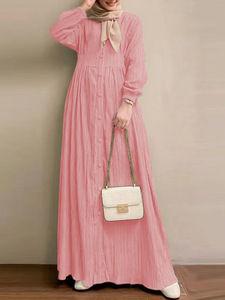 Túnicas Musulmanas para Mujer, Estilo Oriente Medio, Dubái, Color Sólido, Retro, Elegante, Manga Larga, Botones, Abaya, Falda Larga, Juba, Caftán Árabe - Product Image 5