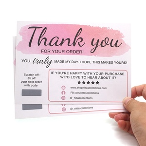 Cá nhân nhỏ dễ thương bao bì giấy chèn kinh doanh Logo thẻ <span class=keywords><strong>Scratch</strong></span> OFF tùy chỉnh Cảm ơn bạn thẻ cho các doanh nghiệp - Product Image 2