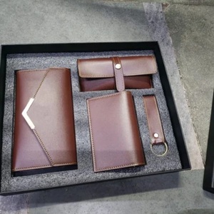Mens Brown Faux Leather Gift Set Includes <b>Wallet</b> Sunglasses Case Passport <b>Holder</b> And Keychain Luxury Corporate Gifting Box - Product Image 3