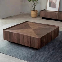 Meubles de salon modernes, table basse carrée, table basse de salon, table basse en bois de noyer, cadre en bois de noyer, métal, simple et moderne