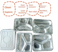 Boîte à lunch rectangulaire jetable en aluminium de qualité alimentaire avec couvercle en aluminium, compartiments multi-grilles épaissis, pour plats à emporter et barbecue