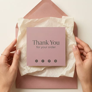 Tarjetas de Agradecimiento Minimalistas Color Rosa Empolvado, Logotipo Personalizado, Tarjetas de Inserción para Pequeñas Empresas, Impresión al por Mayor, Empaquetado para Bodas y Boutiques, OEM - Product Image 1