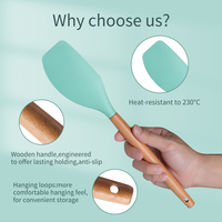 Ensemble d'ustensiles de cuisine en silicone, ustensiles de cuisine en silicone de qualité alimentaire, ensemble d'ustensiles de cuisine avec manche en bois