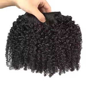 Paquet de cheveux naturel noir 8-28 pouces <span class=keywords><strong>Afro</strong></span> crépus Curl Style droite trame de cheveux humains en gros brésilien Remy vierge - Product Image 4