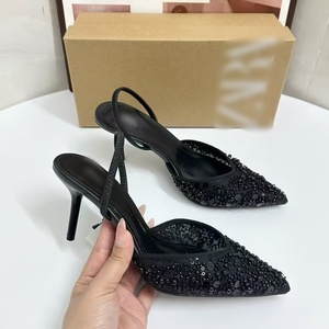 Escarpins Pointus à Talons Aiguilles Chaussures de <span class=keywords><strong>Mariage</strong></span> Tendance Talons Fins Chaussures de <span class=keywords><strong>Luxe</strong></span> Femme Brillantes en Strass Pailletées Sandale de Soirée - Product Image 6