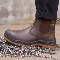 Bottes de travail Chelsea en cuir véritable de haute qualité L617-2, chaussures de sécurité à embout d'acier, résistantes à l'huile et aux acides