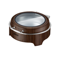 6L 9L Électrique En Acier Inoxydable Rectangulaire Hydraulique Hot Pot Hôtel De Luxe Réchauffeur De Nourriture avec Finition De Grain De Bois pour Buffet Ensemble