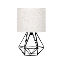 Lampe de table moderne et simple beige E27 avec abat-jour en tissu, économie d'énergie, base en fer, alimentation CA, pour la maison et l'hôtel
