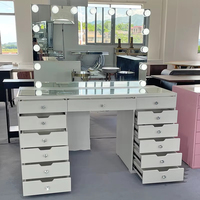 Coiffeuse moderne italienne simple avec plateau en verre trempé, meuble de maquillage de luxe léger pour chambre de mariage